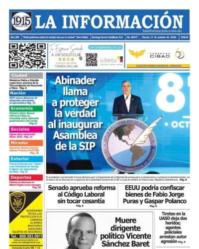 Portada Periódico La Información, Viernes 17, Octubre, 2025