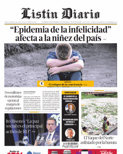 Portada Periódico Listín Diario, Lunes 13, Octubre, 2025