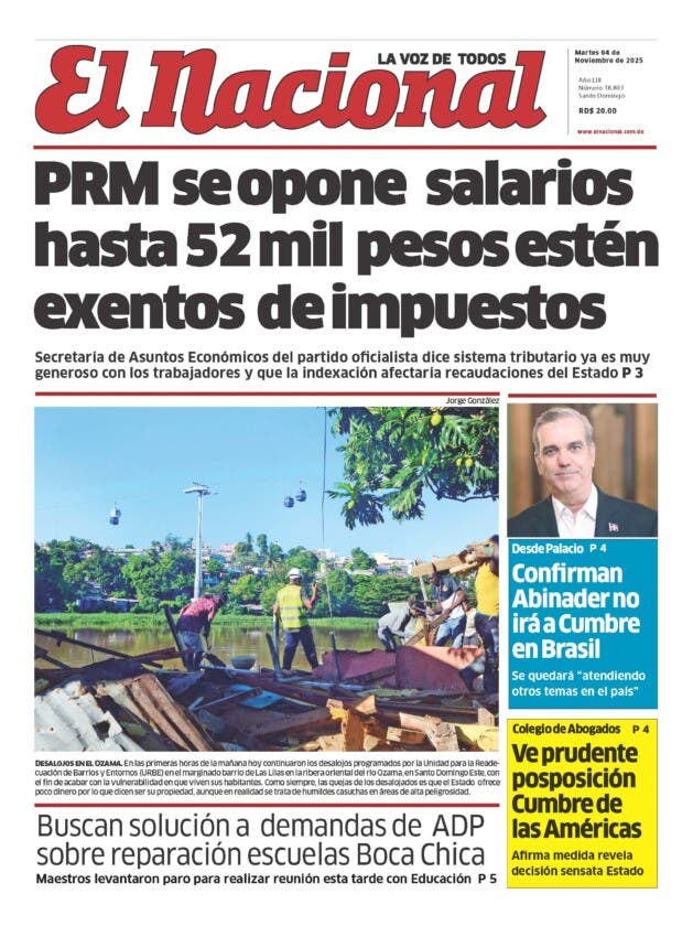 Portada Periódico El Nacional, Martes 04, Noviembre, 2025