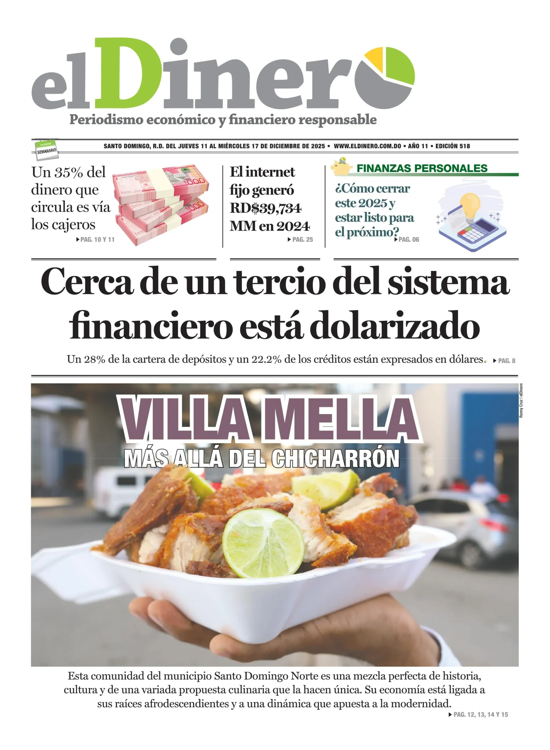 Portada Periódico El Dinero, Jueves 11, Diciembre, 2025