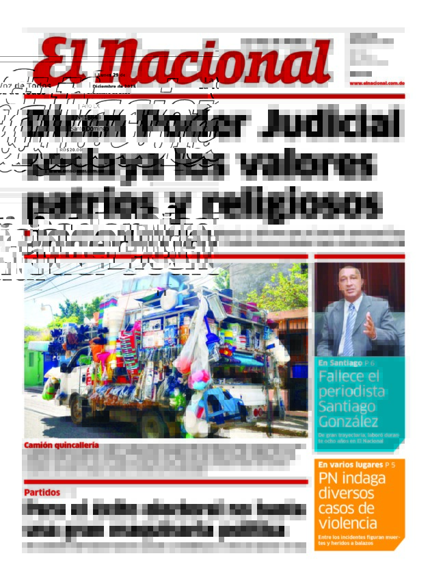 Portada Periódico El Nacional, Lunes 29, Diciembre, 2025