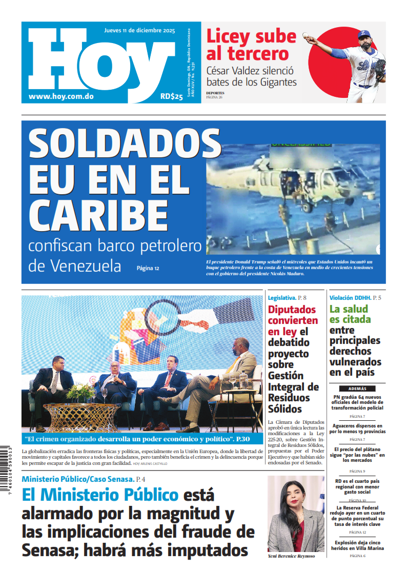 Portada Periódico Hoy, Jueves 11, Diciembre, 2025