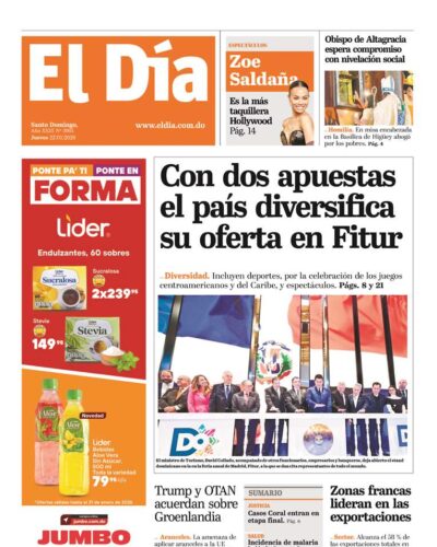 Portada Periódico El Día, Miércoles 22, Enero, 2026