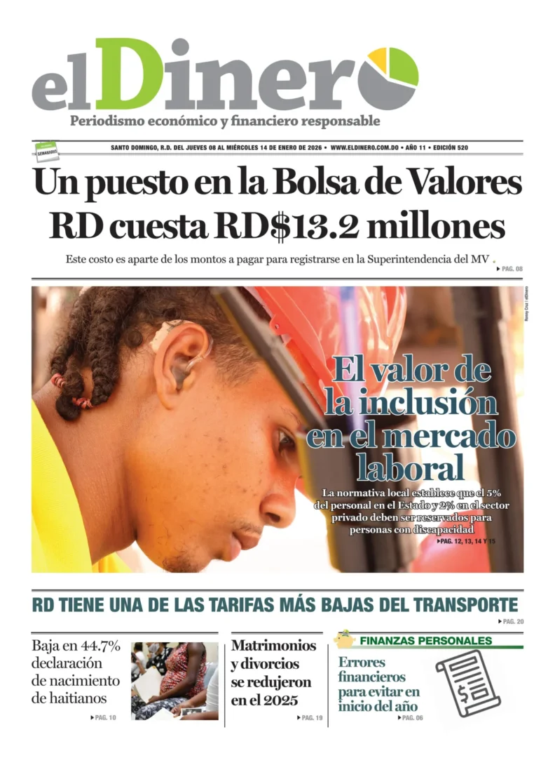 Portada Periódico El Dinero, Jueves 08, Enero, 2026