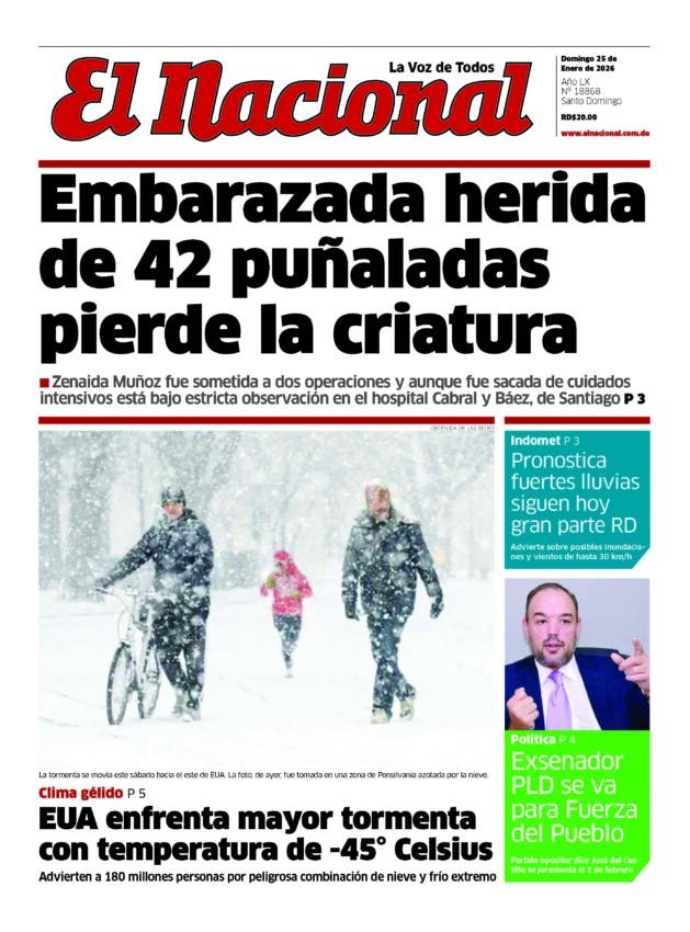 Portada Periódico El Nacional, Domingo 25, Enero, 2026