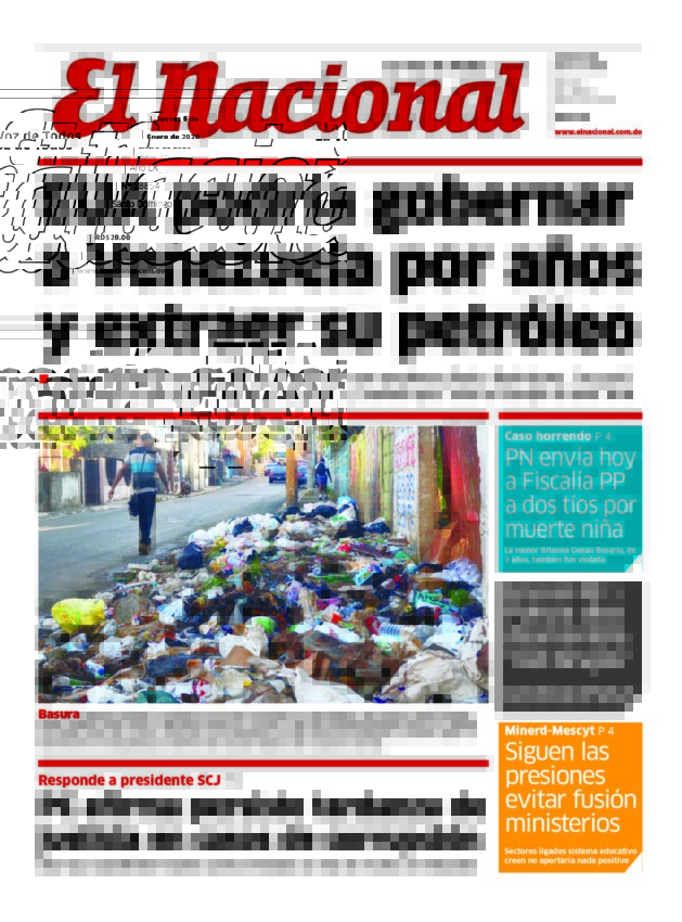 Portada Periódico El Nacional, Jueves 08, Enero, 2026