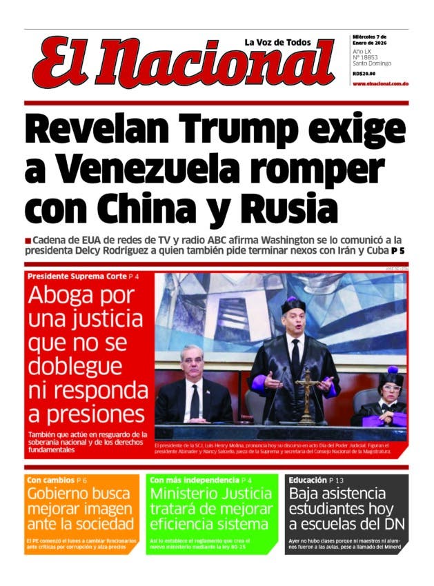 Portada Periódico El Nacional, Miércoles 07, Enero, 2026