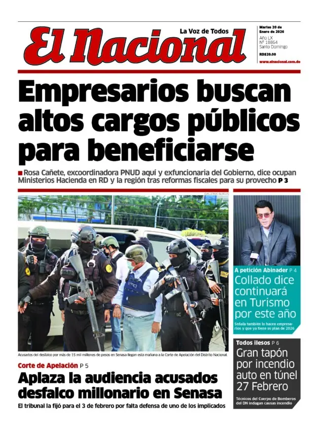 Portada Periódico El Nacional, Miércoles 21, Enero, 2026