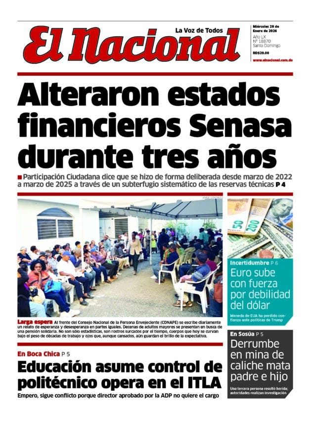 Portada Periódico El Nacional, Miércoles 28, Enero, 2026