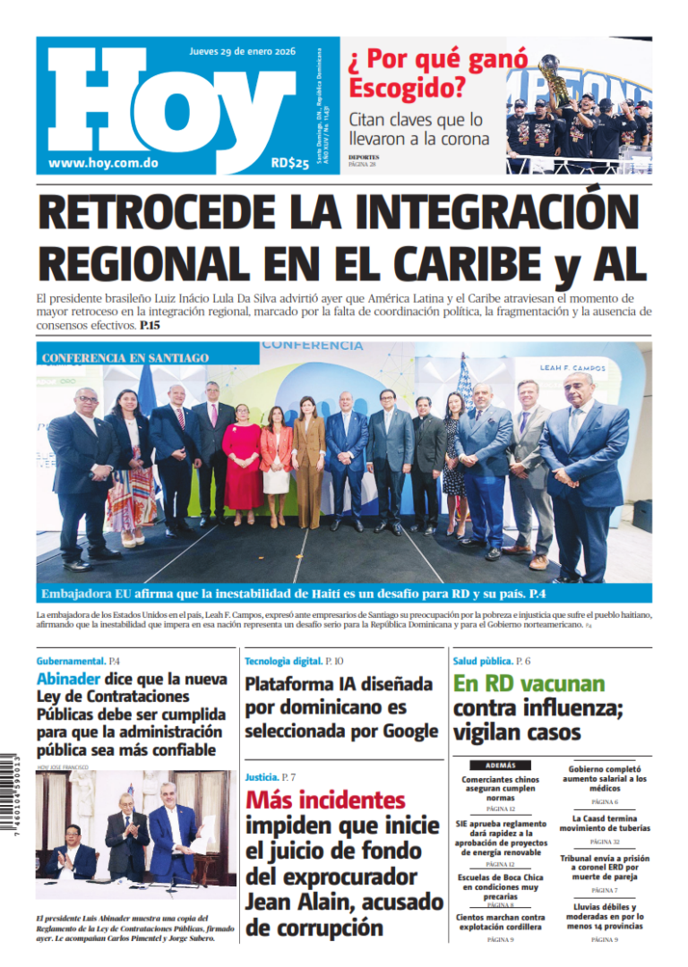 Portada Periódico Hoy, Jueves 29, Enero, 2026