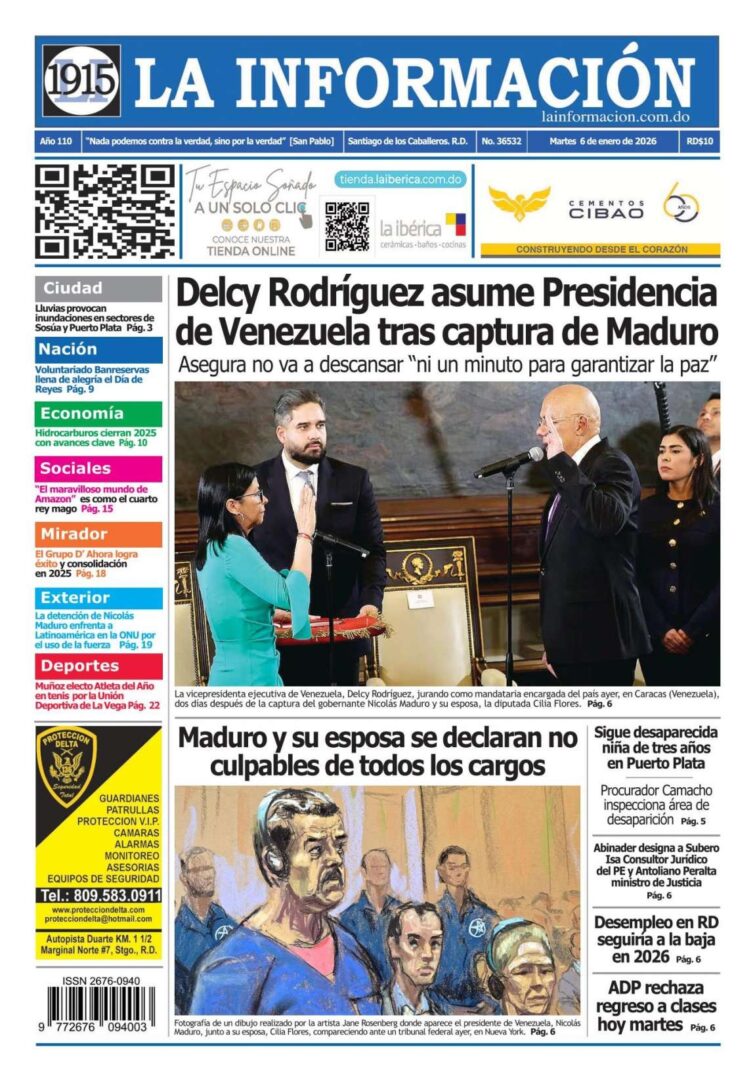 Portada Periódico La Información, Martes 06, Enero, 2026