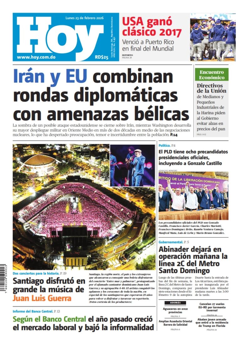 Periódico Hoy Edición Impresa, lunes 23 de febrero de 2026