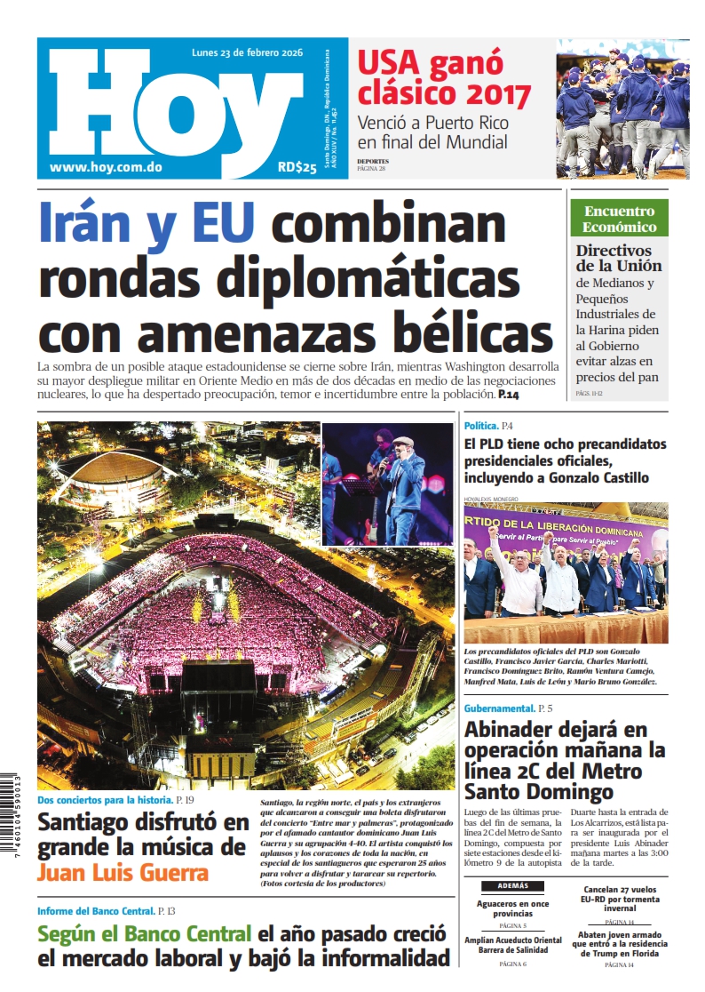 Periódico Hoy Edición Impresa, lunes 23 de febrero de 2026