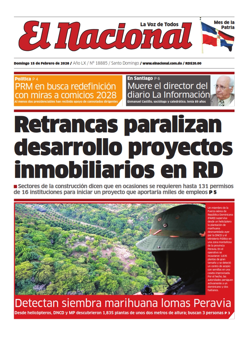 Portada Periódico El Nacional, Domingo 15, Febrero, 2026