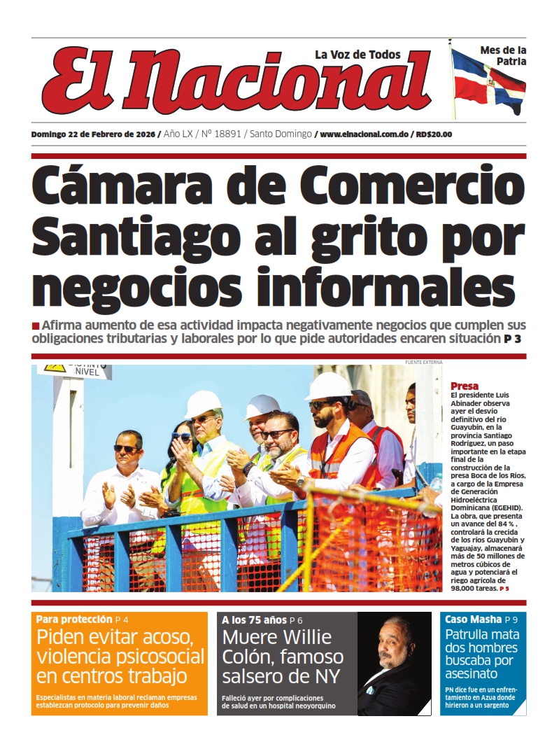 Portada Periódico El Nacional, Domingo 22, Febrero, 2026