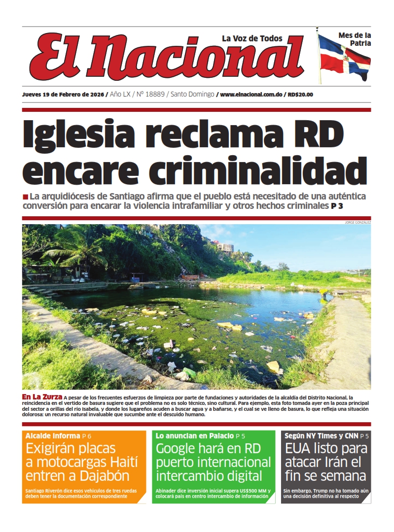 Portada Periódico El Nacional, Jueves 19, Febrero, 2026