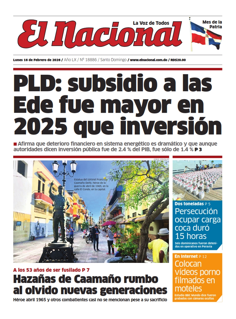 Portada Periódico El Nacional, Lunes 16, Febrero, 2026