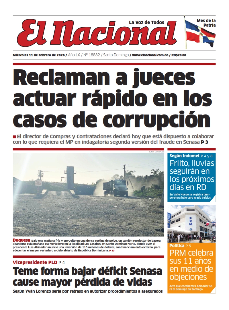 Portada Periódico El Nacional, Miércoles 11, Febrero, 2026