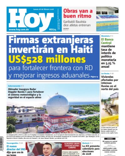 Portada Periódico Hoy, Jueves 26, Febrero, 2026