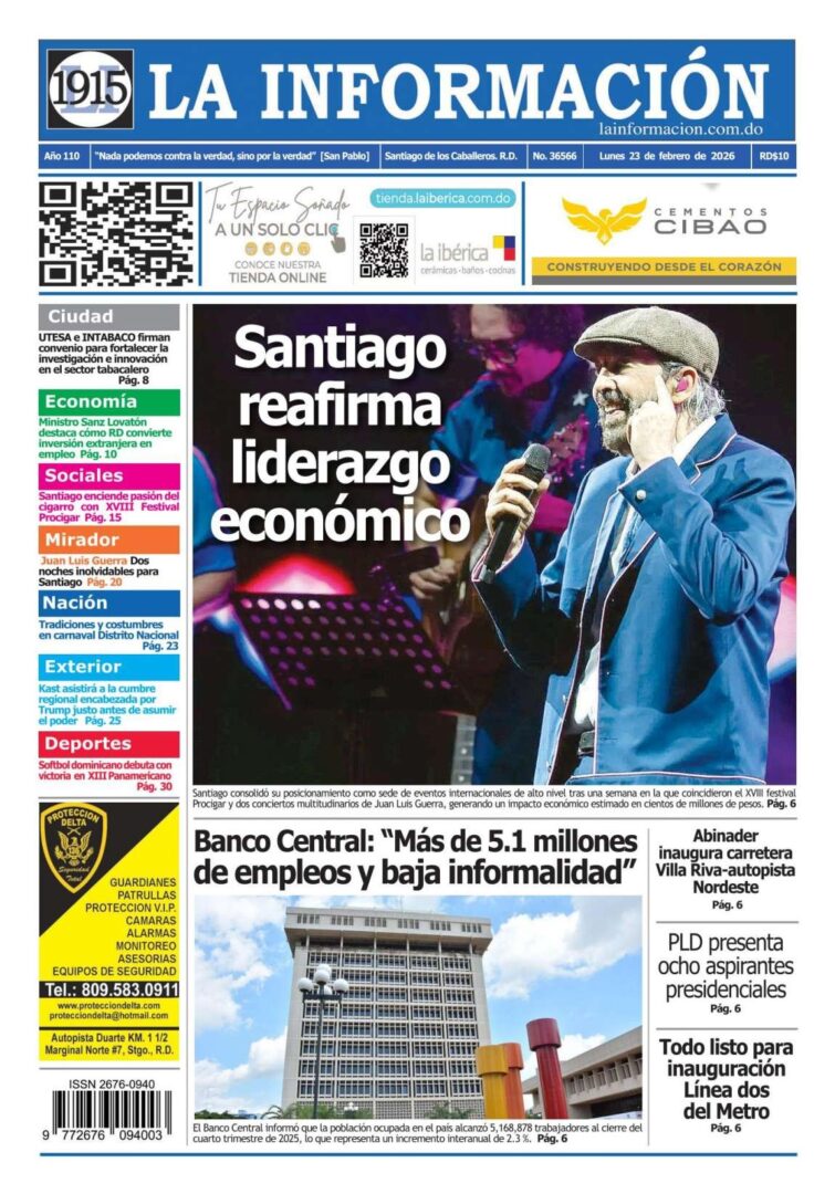 Portada Periódico Hoy, Lunes 23, Febrero, 2026