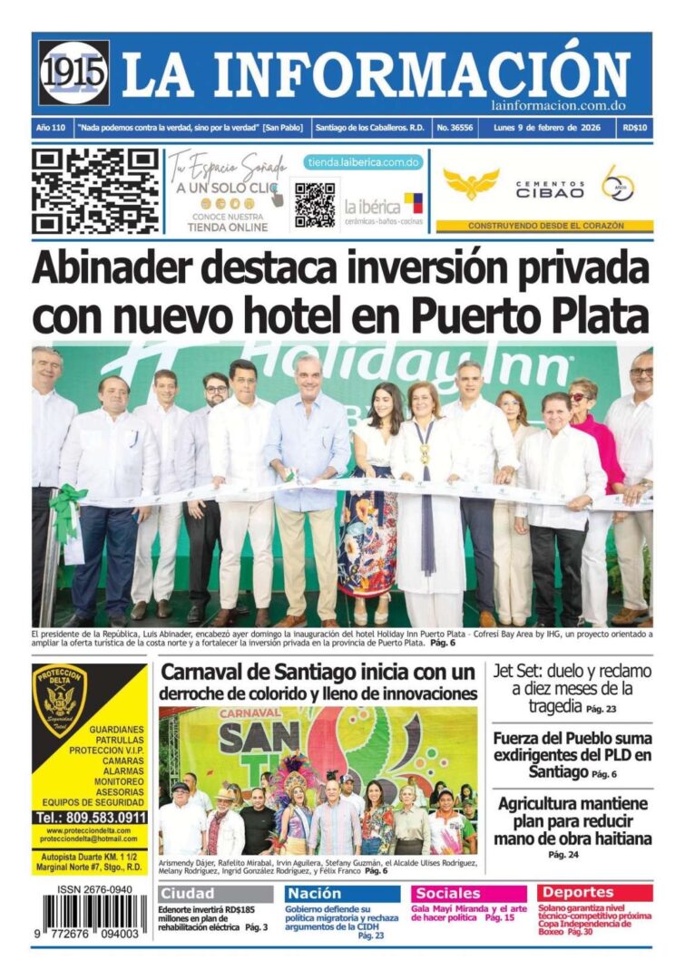Portada Periódico La Información, Lunes 09, Febrero, 2026
