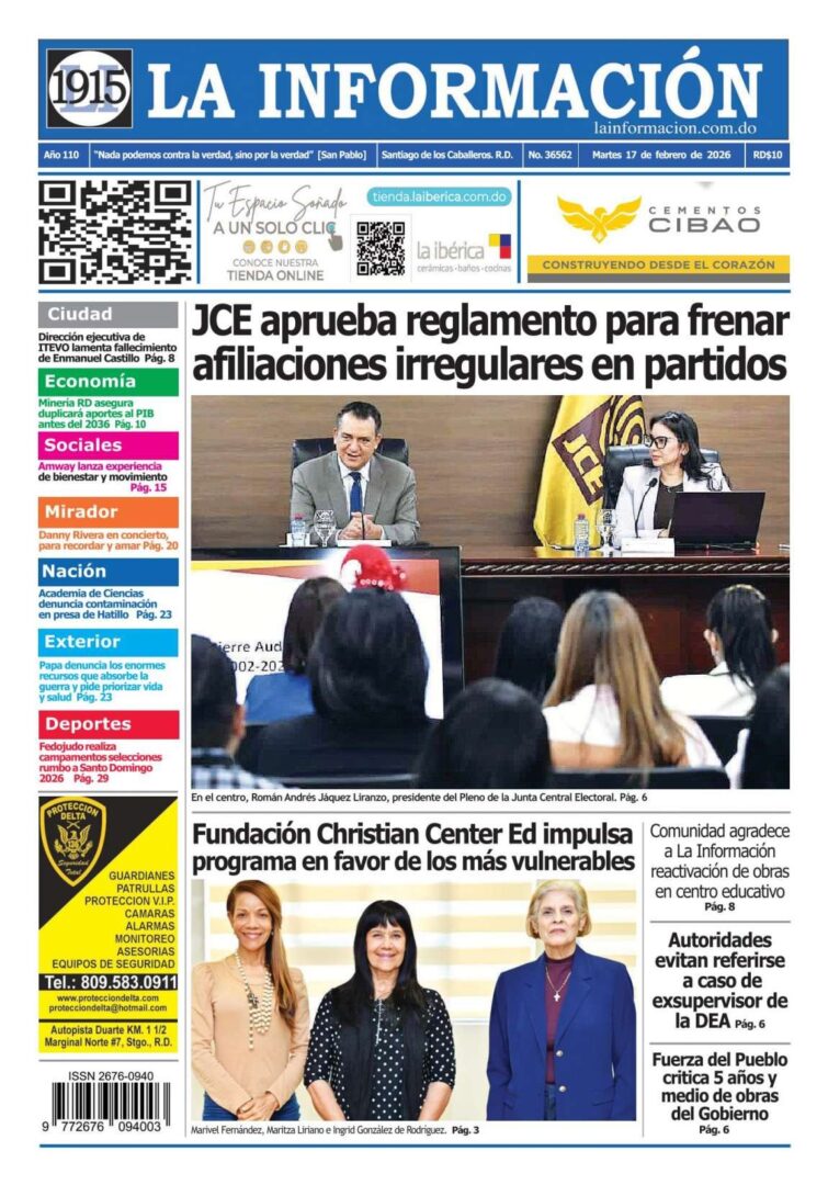 Portada Periódico La Información, Martes 17, Febrero, 2026