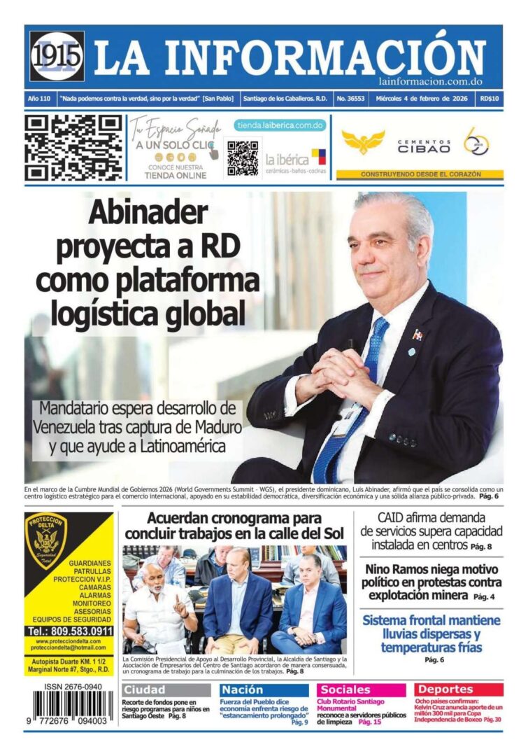 Portada Periódico La Información, Miércoles 04, Febrero, 2026