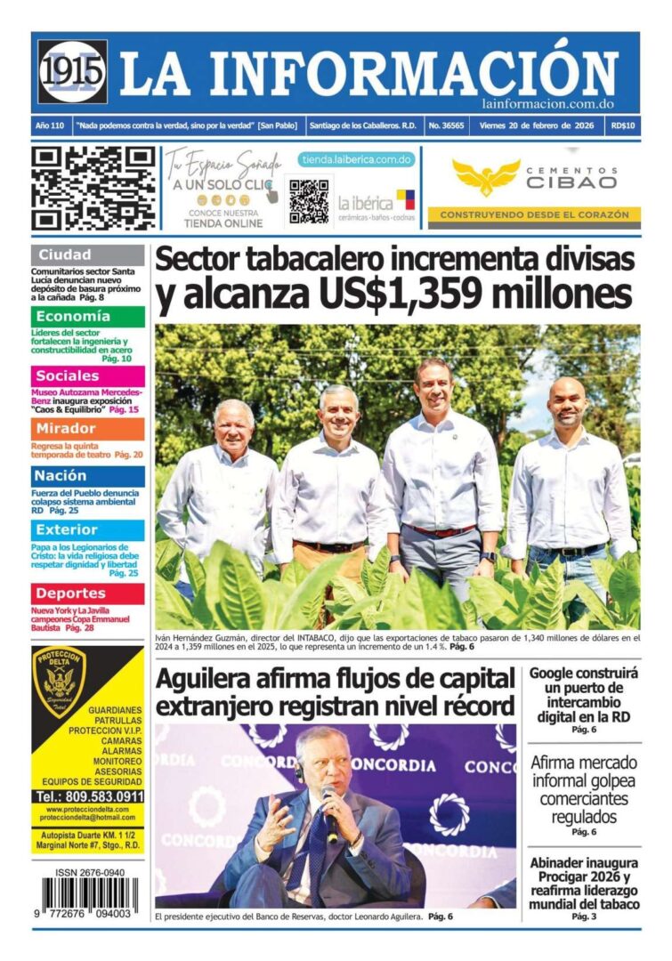 Portada Periódico La Información, Viernes 20, Febrero, 2026