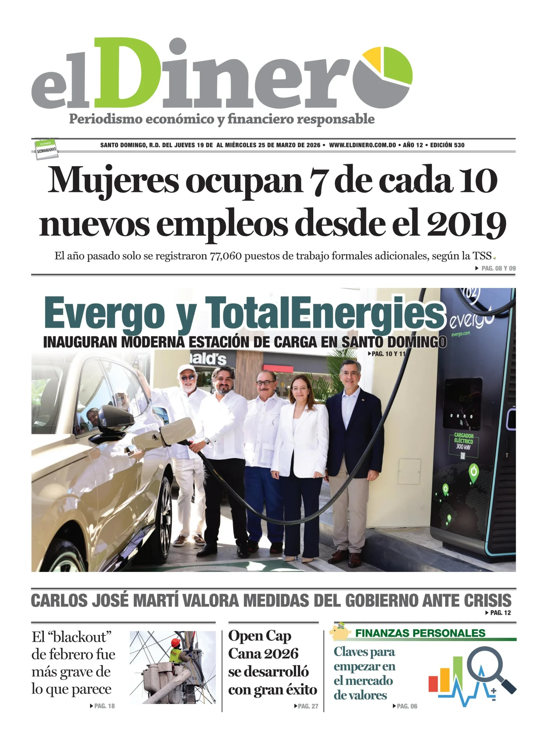 Portada Periódico El Dinero, Jueves 19, Marzo, 2026