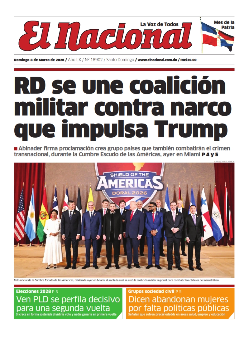 Portada Periódico El Nacional, Domingo 08, Marzo, 2026
