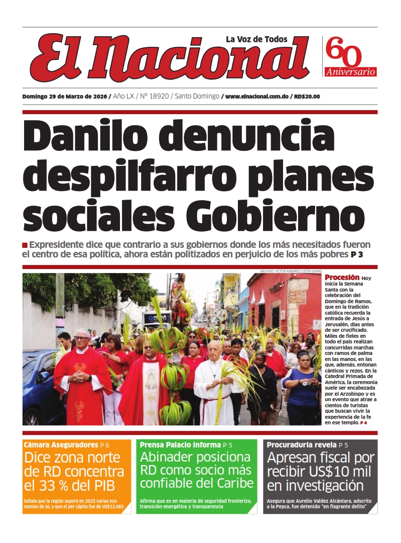 Portada Periódico El Nacional, Domingo 29, Marzo 2026