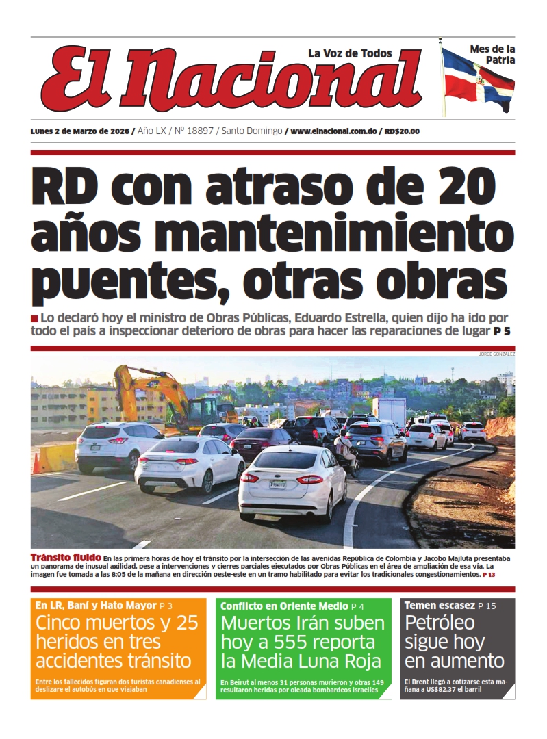 Portada Periódico El Nacional, Lunes 02, Marzo, 2026_003