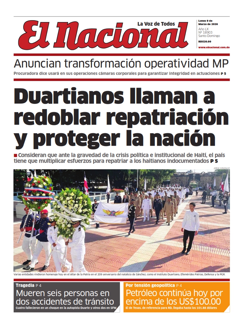 Portada Periódico El Nacional, Lunes 09, Marzo, 2026