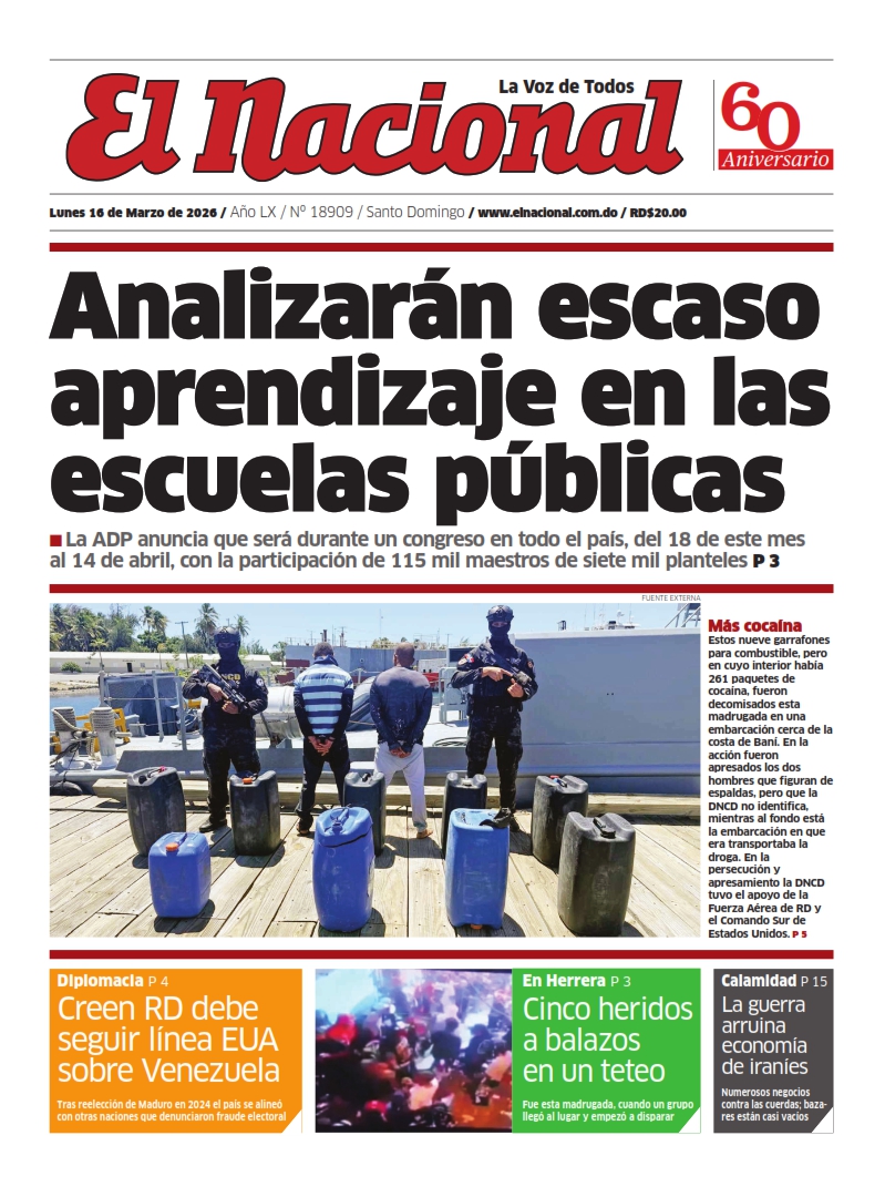 Portada Periódico El Nacional, Lunes 16, Marzo, 2026