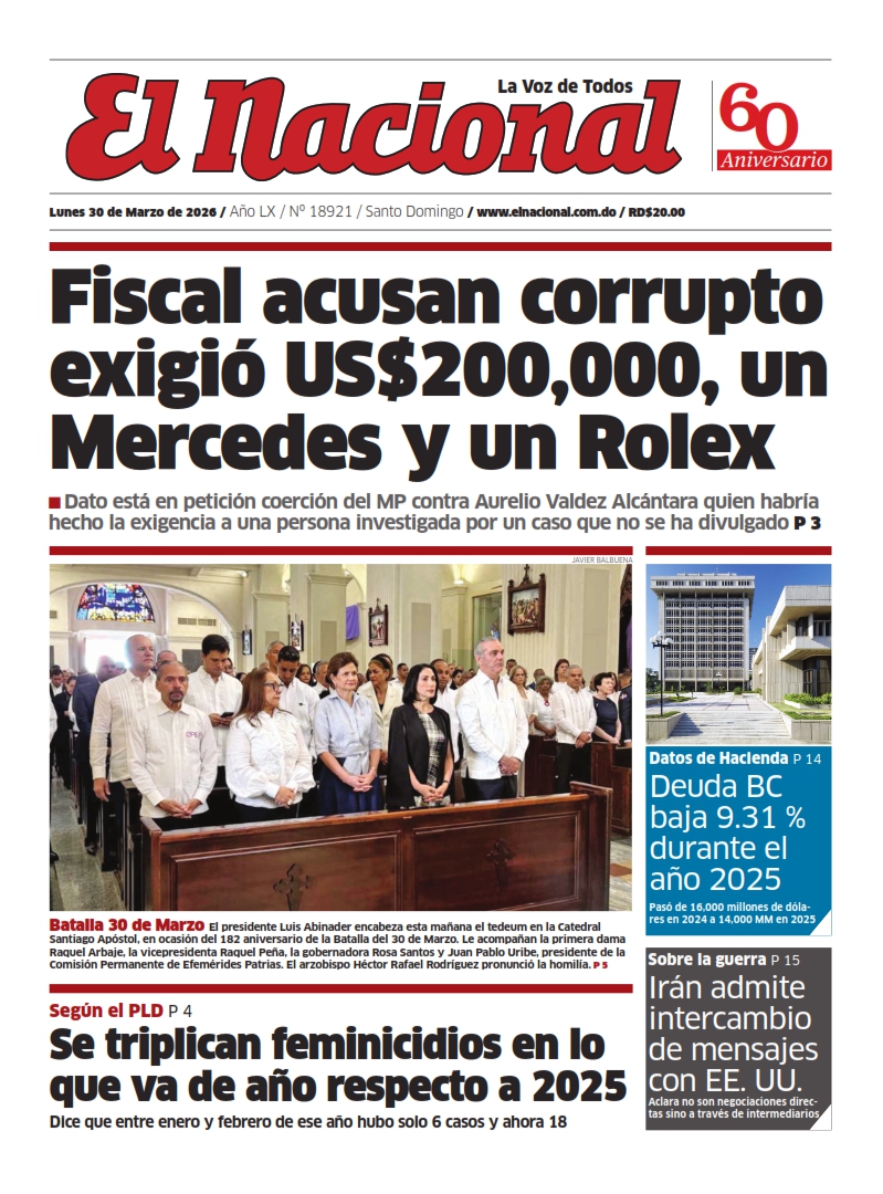 Portada Periódico El Nacional, Lunes 30, Marzo 2026