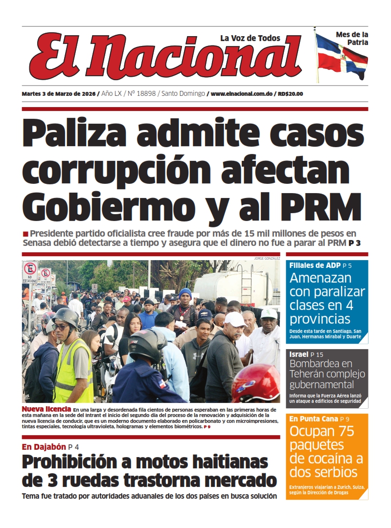 Portada Periódico El Nacional, Martes 03, Marzo, 2026