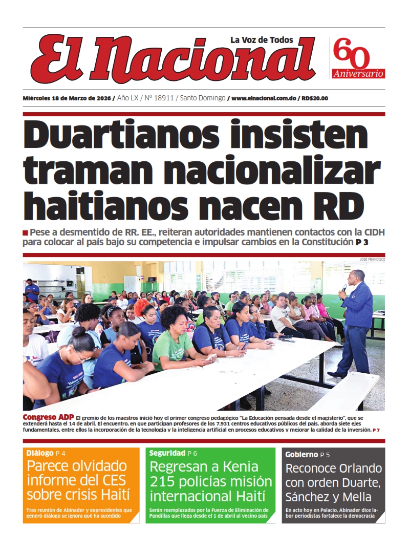 Portada Periódico El Nacional, Miércoles 18, Marzo, 2026