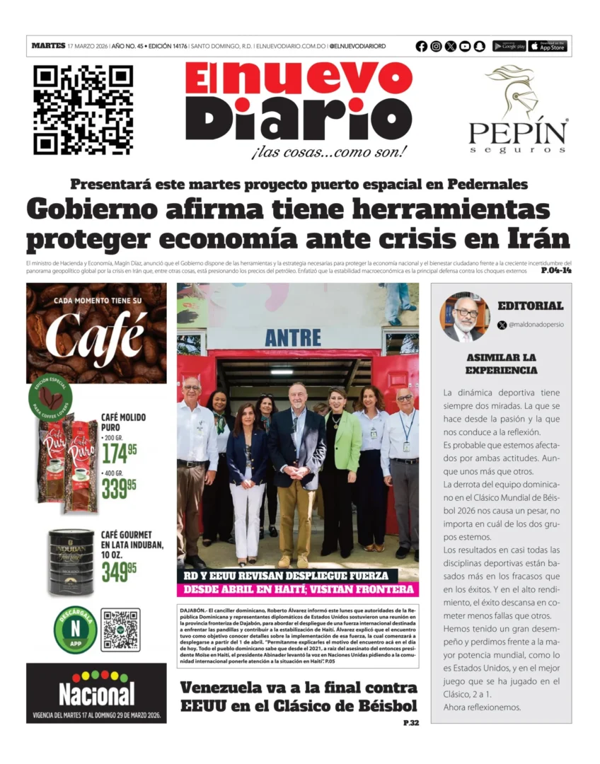 Portada Periódico El Nuevo Diario, Martes 17, Marzo, 2026