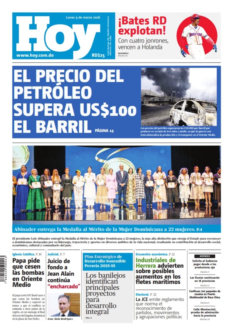 Portada Periódico Hoy, Lunes 09, Marzo, 2026_001