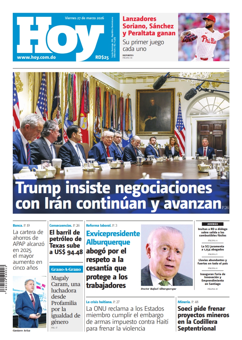 Portada Periódico Hoy, Viernes 27, Marzo 2026