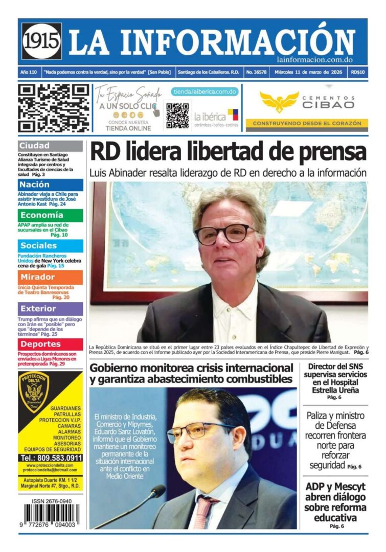 Portada Periódico La Información, Miércoles 11, Marzo, 2026
