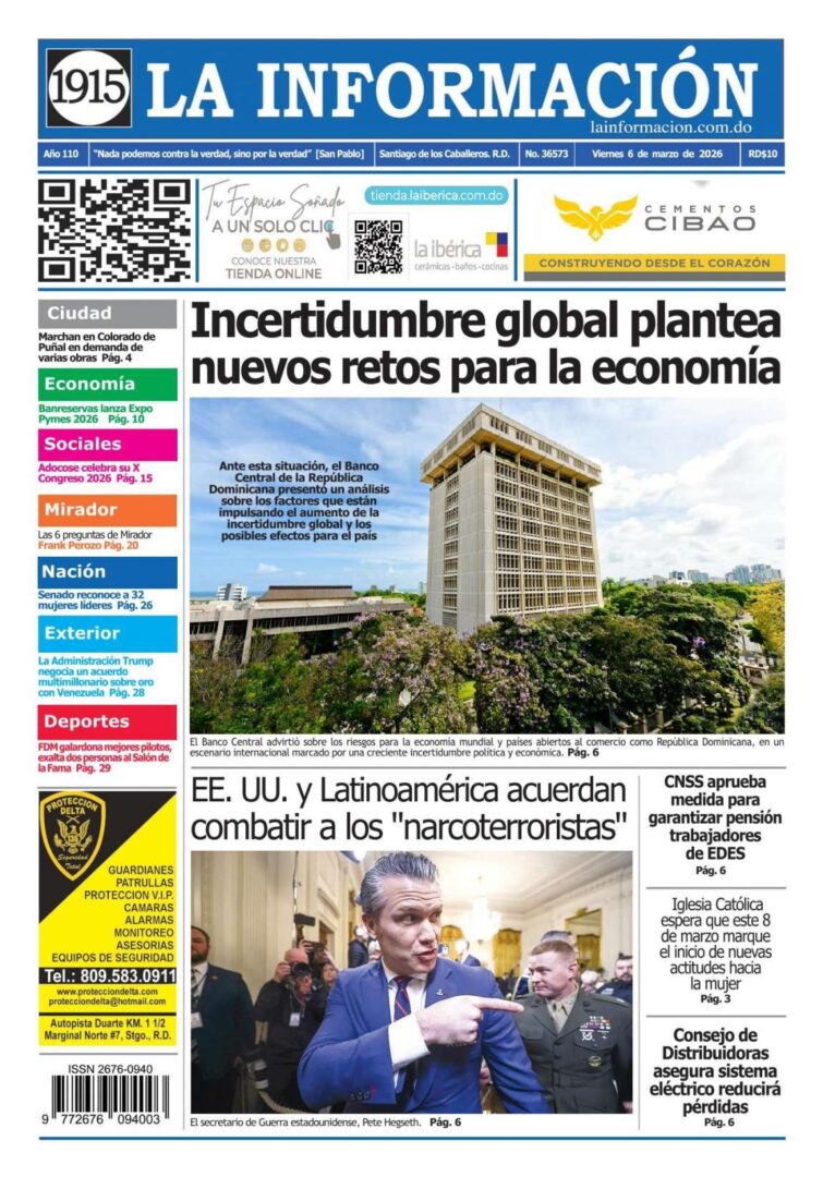 Portada Periódico La Información, Viernes 06, Marzo, 2026