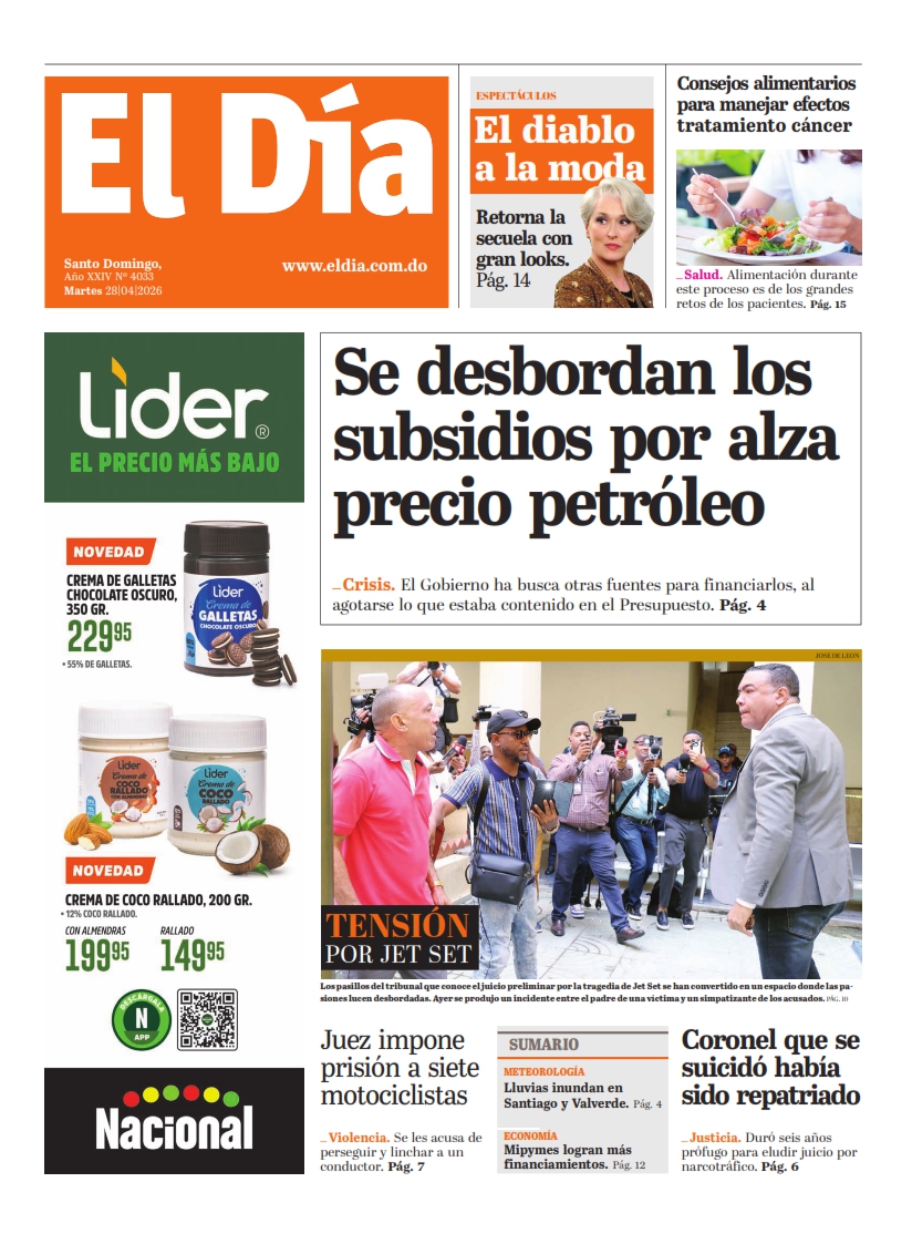 Portada Periódico El Día, Martes 28, Abril 2026_001
