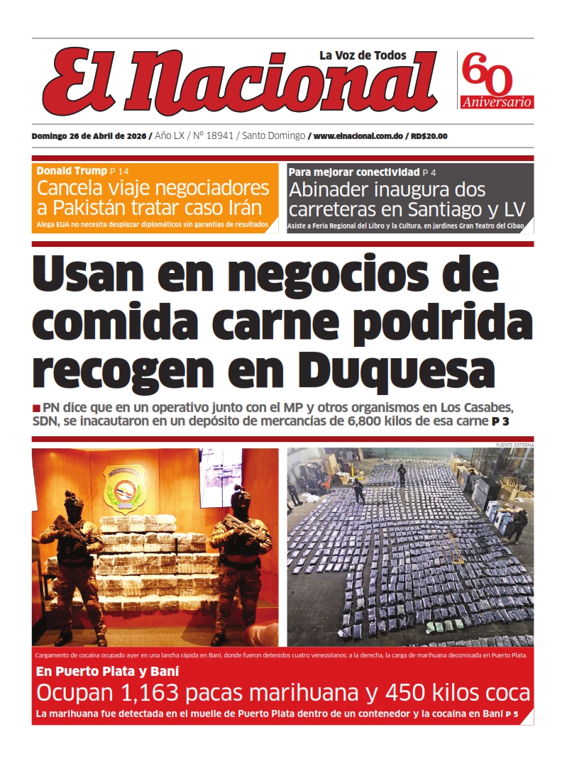 Portada Periódico El Nacional, Domingo 26, Abril 2026