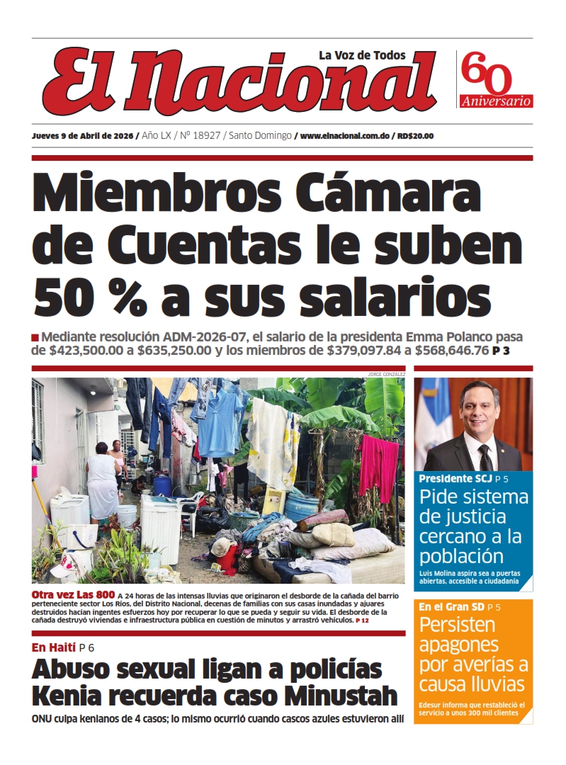 Portada Periódico El Nacional, Jueves 09, Abril 2026