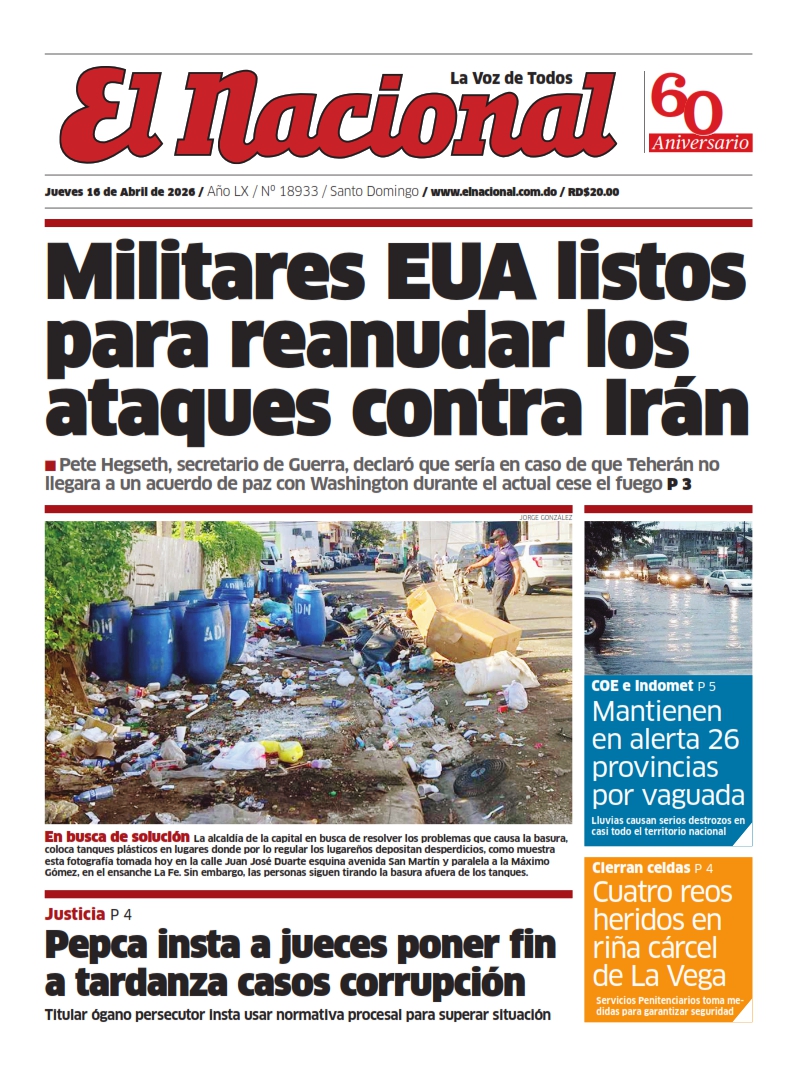 Portada Periódico El Nacional, Jueves 16, Abril 2026