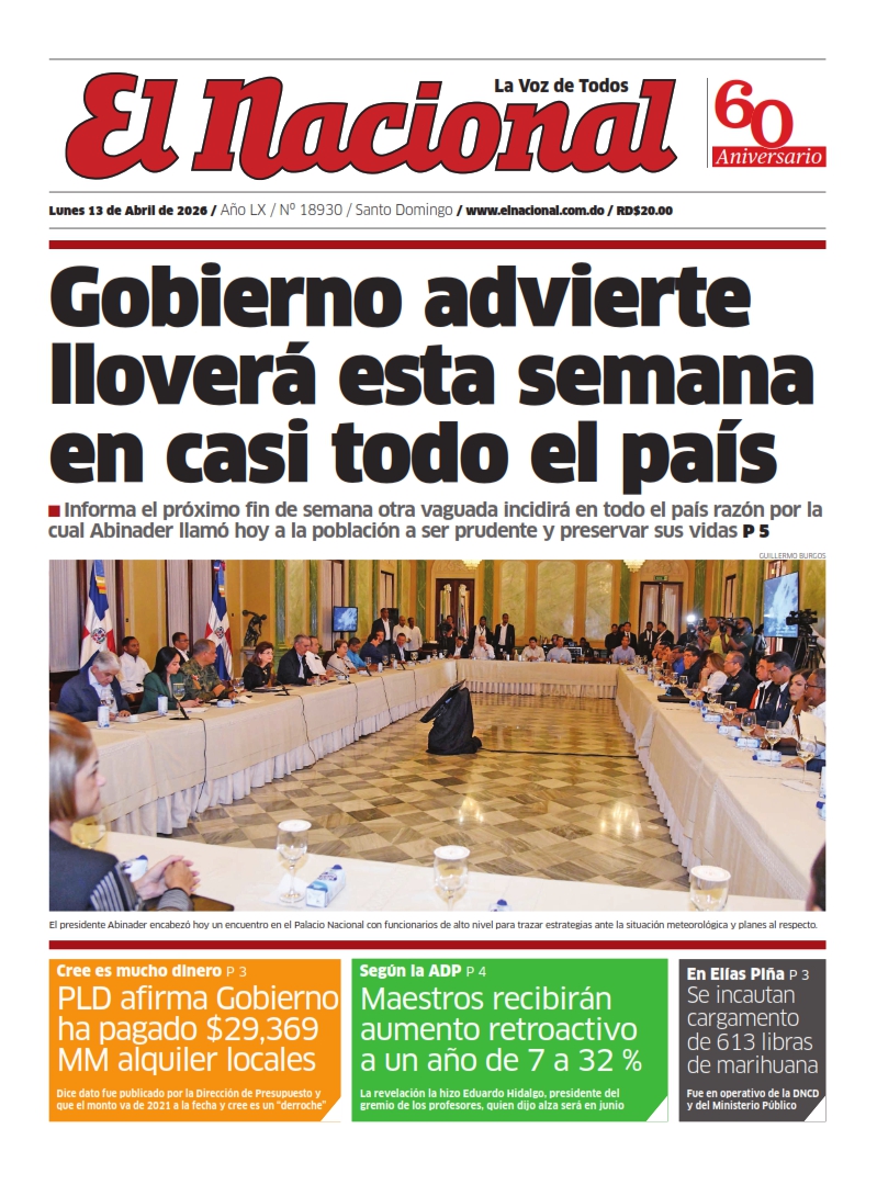 Portada Periódico El Nacional, Lunes 13, Abril 2026