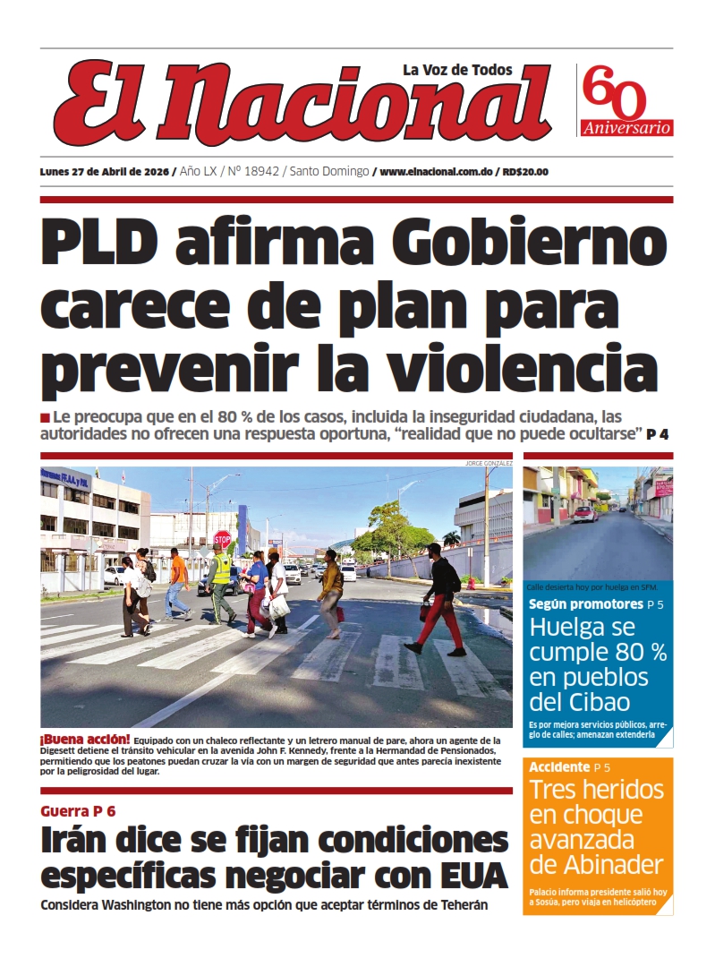 Portada Periódico El Nacional, Lunes 27, Abril 2026