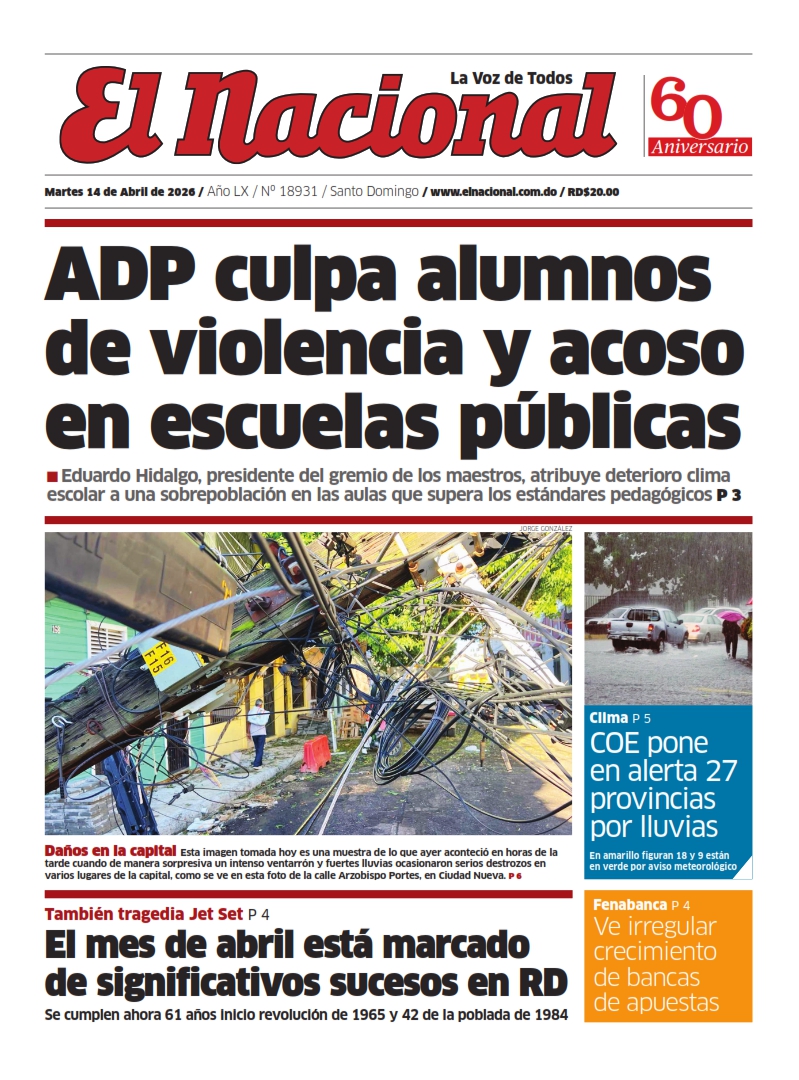 Portada Periódico El Nacional, Martes 14, Abril 2026