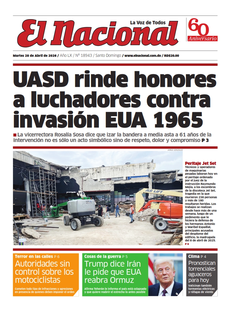 Portada Periódico El Nacional, Martes 28, Abril 2026